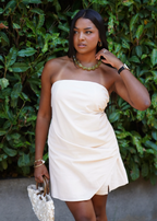 Robe combishort bustier drapé crème