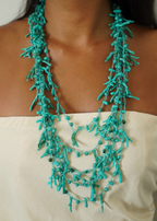 Collier sautoir multirang bleu turquoise