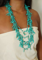 Collier sautoir multirang bleu turquoise