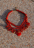 Collier multirang rouge et doré