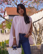 Blouse fluide rose à manches - Femme