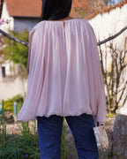 Blouse fluide rose à manches - Femme