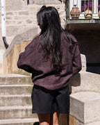 Blouse marron fermetures brandebourgs col V