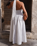 Robe à pois longue dos nu