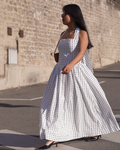 Robe à pois longue dos nu