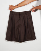 Short bermuda à pince élégant marron
