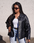 Veste effet cuir mi-saison noir