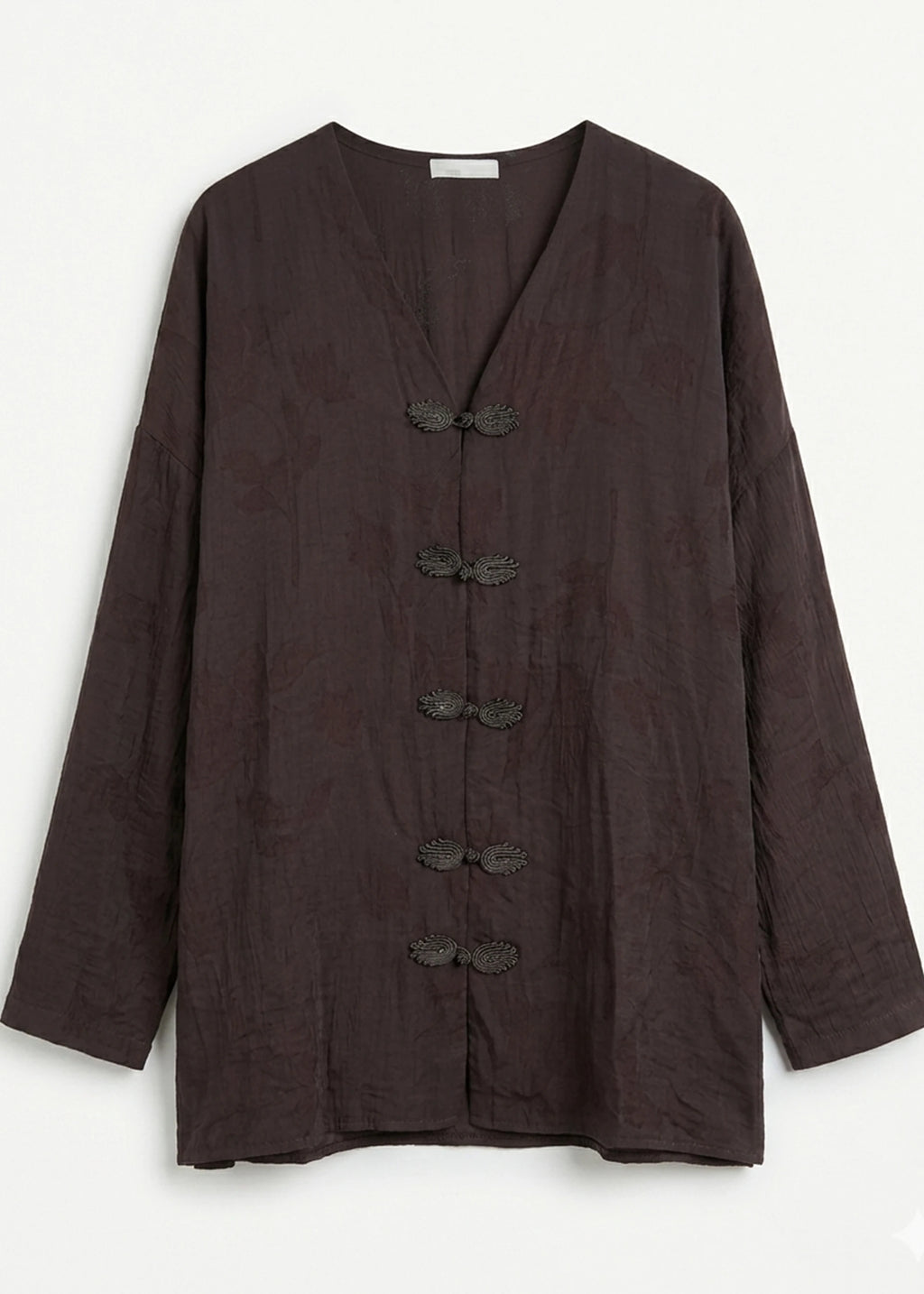 Blouse marron fermetures brandebourgs col V