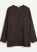 Blouse marron fermetures brandebourgs col V
