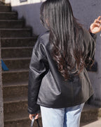 Veste effet cuir mi-saison noir